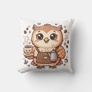 Kute Uil Barista Worpkussen Kawaii Kussen