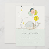 Kute underwater ballonwalvis Birthday Invite Bedankkaart (Voorkant / Achterkant)