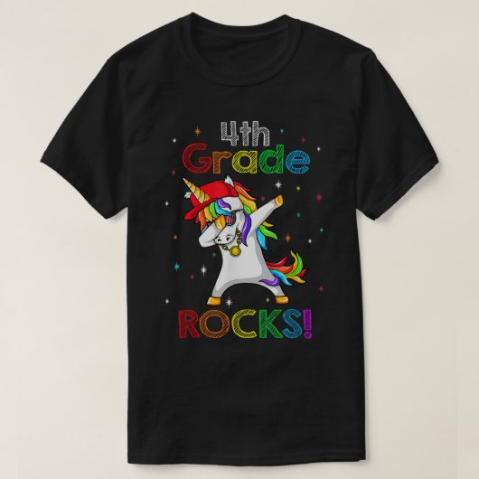 Kute Unicorn 4e grade Rocks eerste dag terug naar  T-shirt (Design voorkant)