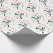 Kute Unicorn kerstboom Kindernaam Sinterklaas Cadeaupapier (Hoek)