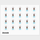 Kute Upside Hanging Peace Monkey - Roze of Blauw Ronde Sticker (Vel)