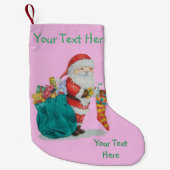 Kute vaders kerstmis met speelgoed en geschenken i kleine kerstsok (Voorkant)