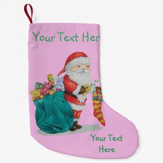 Kute vaders kerstmis met speelgoed en geschenken i kleine kerstsok (Voorkant)