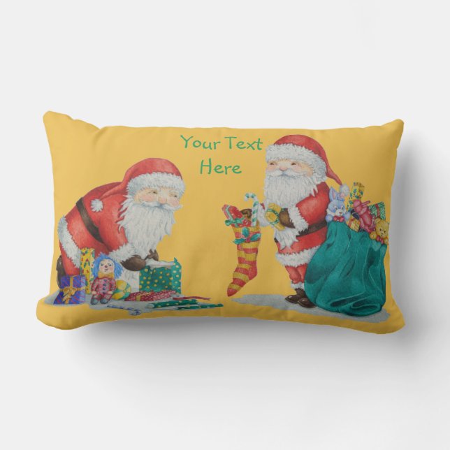 Kute vaders kerstmis met speelgoed en geschenken i kussen (Voorkant)