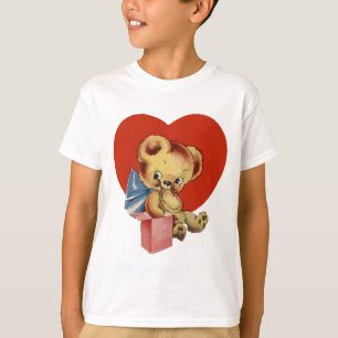 Kute Valentijn Beer op roze blote achtergrond T-shirt