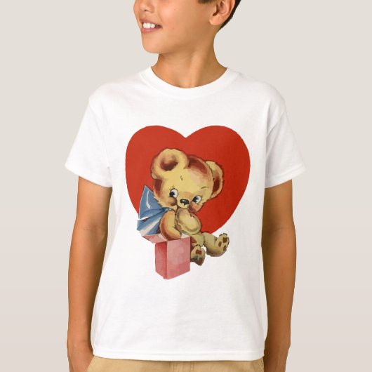 Kute Valentijn Beer op roze blote achtergrond T-shirt (Voorkant)