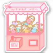 Kute Valentijn Day Claw Machine Sloths Sticker (Voorkant)