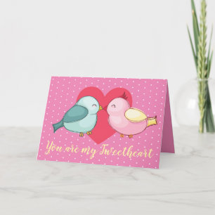 Kute Valentijn Tortelduifjes met rood hart Feestdagen Kaart