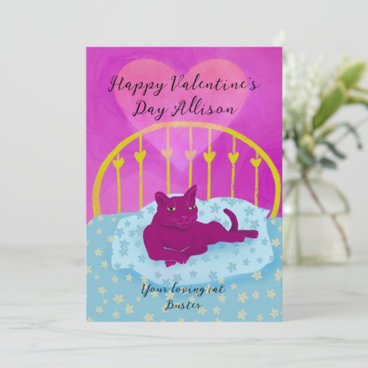 Kute Valentijn van de kat Feestdagenkaart (Staand voorkant)