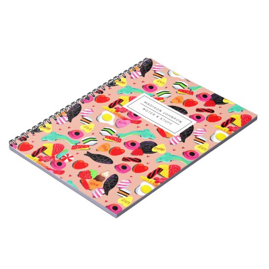 Kute valentijnen, zo roze snoep en zo roze hart notitieboek (Linkerzijde)