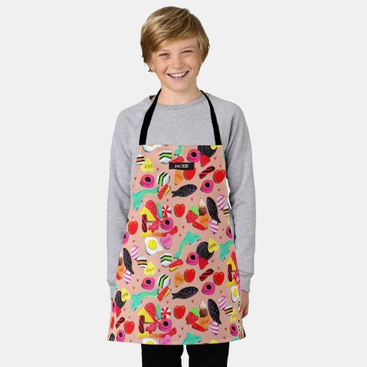 Kute valentijnen, zo roze snoep en zo roze hart schort (Gedragen)