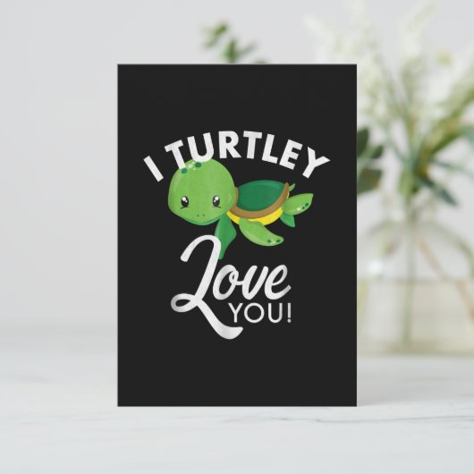 Kute Valentijns Turtle I Turtley love you RSVP Kaartje (Staand voorkant)