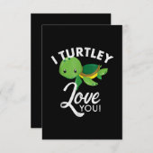 Kute Valentijns Turtle I Turtley love you RSVP Kaartje (Voorkant / Achterkant)