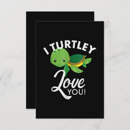 Kute Valentijns Turtle I Turtley love you RSVP Kaartje (Voorkant / Achterkant)