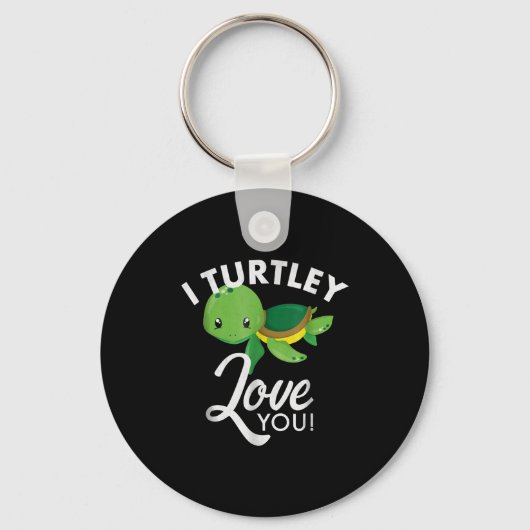 Kute Valentijns Turtle I Turtley love you Sleutelhanger (Voorkant)