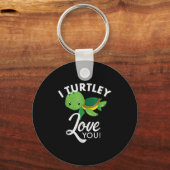 Kute Valentijns Turtle I Turtley love you Sleutelhanger (Voorkant)