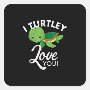 Kute Valentijns Turtle I Turtley love you Vierkante Sticker