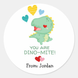 Kute Valentijnsdag Dinosaurs en harten Ronde Sticker