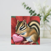 Kute Valentijnsdag eekhoorn met roze hart Feestdagenkaart (Staand voorkant)