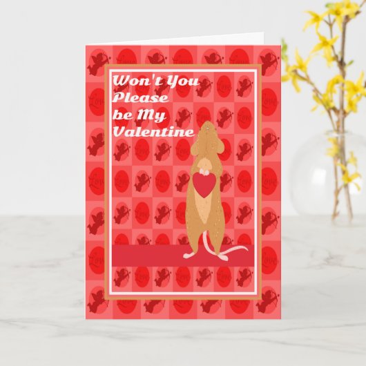 Kute Valentijnsdag Kaart met muis (Gele Bloem)