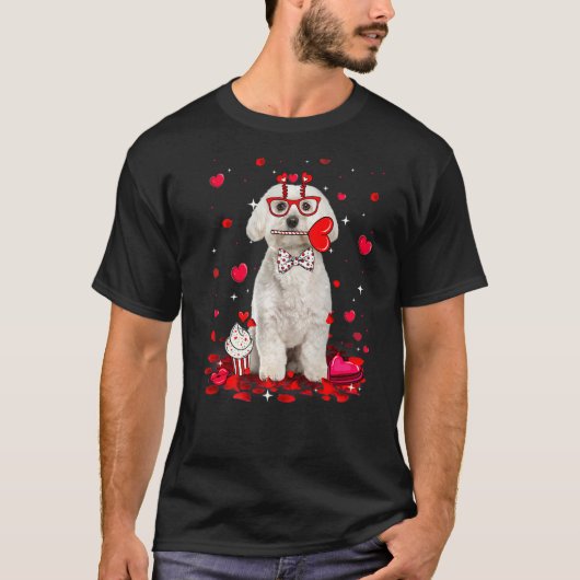 Kute Valentijnsdag Maltese hond hartkostuum T-shirt (Voorkant)