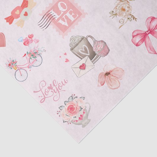 Kute Valentijnsdag pasta kleuren collage roze Tissuepapier (Detail)