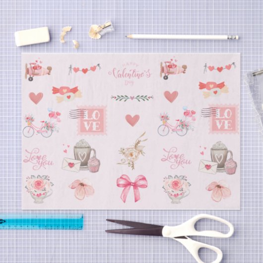 Kute Valentijnsdag pasta kleuren collage roze Tissuepapier (Craft)