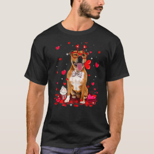 Kute Valentijnsdag Pitbull Dog Heart Costume Pre T-shirt