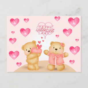 Kute Valentijnsdag Teddy Bears met hart Briefkaart