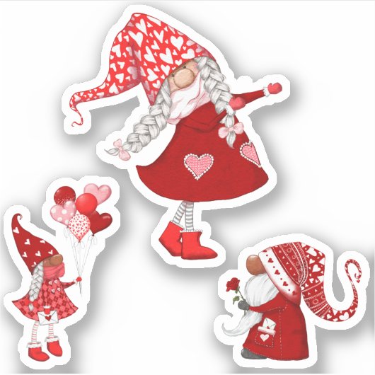 Kute Valentijnse gnomen Sticker (Voorkant)