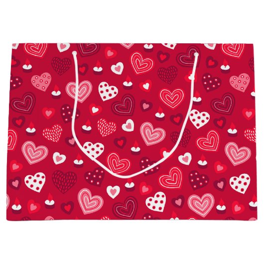 Kute Valentijnse harten patroon Groot Cadeauzakje (Voorkant)