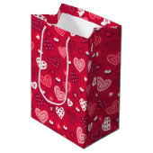 Kute Valentijnse harten patroon Medium Cadeauzakje (Voorkant Gekanteld)