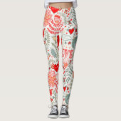 Kute Valentijnse Patroon, Tekst, Vogels & Bloemen Leggings (Voorkant)