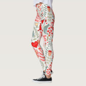 Kute Valentijnse Patroon, Tekst, Vogels & Bloemen Leggings (Links)
