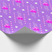 Kute Valentijnse Roze en Witte Harten op LILA Cadeaupapier (Hoek)