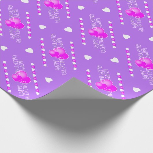 Kute Valentijnse  Roze en Witte Harten op LILA Cadeaupapier (Hoek)