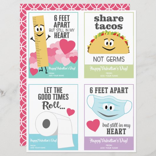 Kute Valentine Day Party Classroom - 4 op een pagi (Voorkant / Achterkant)