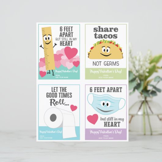 Kute Valentine Day Party Classroom - 4 op een pagi (Staand voorkant)