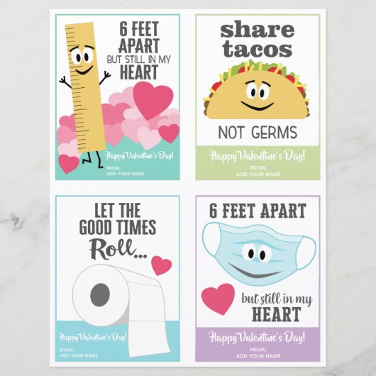 Kute Valentine Day Party Classroom - 4 op een pagi (Voorkant)