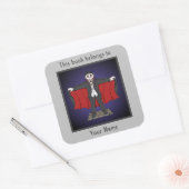 Kute Vampire/Dracula Bookplaat Vierkante Sticker (Envelop)