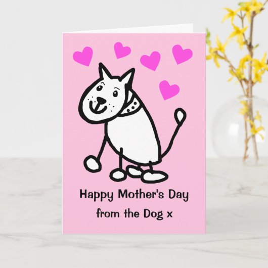 Kute van de Dog Moederdag Card Kaart (Gele Bloem)