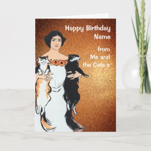 Kute van de katten Gold Glitter Birthday Kaart (Voorkant)