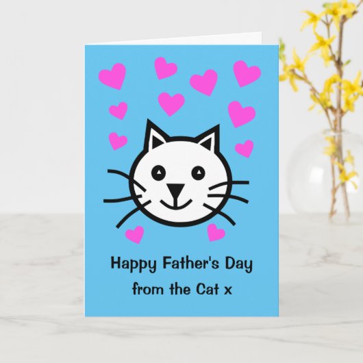Kute vanaf de Kat Fathers Day Card Kaart (Gele Bloem)