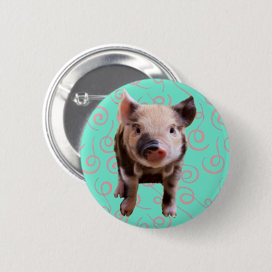 Kute Varken - Blauwe en Roze Zwemmen Ronde Button 5,7 Cm (Voorkant /achterkant)