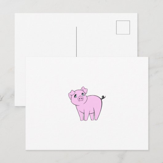 Kute Varken, Kleine Varken, Varkenshaar, Roze Vark Briefkaart (Voorkant / Achterkant)