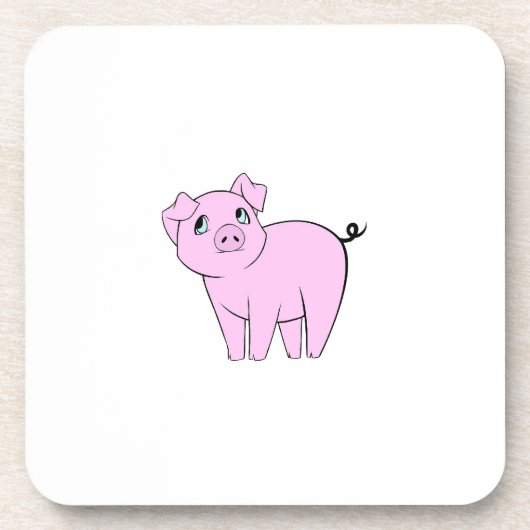 Kute Varken, Kleine Varken, Varkenshaar, Roze Vark Drankjes Onderzetter (Voorkant)