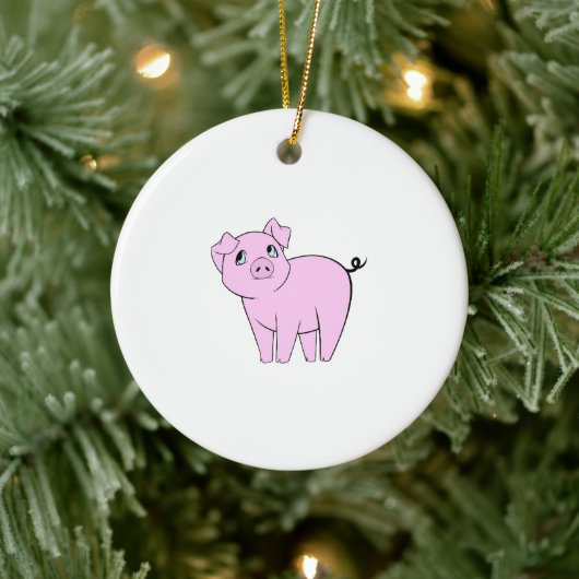 Kute Varken, Kleine Varken, Varkenshaar, Roze Vark Keramisch Ornament (Boom)