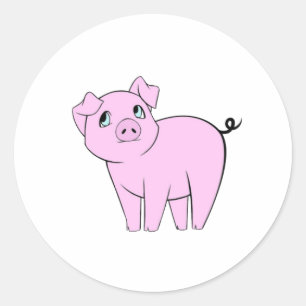 Kute Varken, Kleine Varken, Varkenshaar, Roze Vark Ronde Sticker