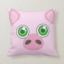 Kute varken met groene ogen Roze Pillow Kussen