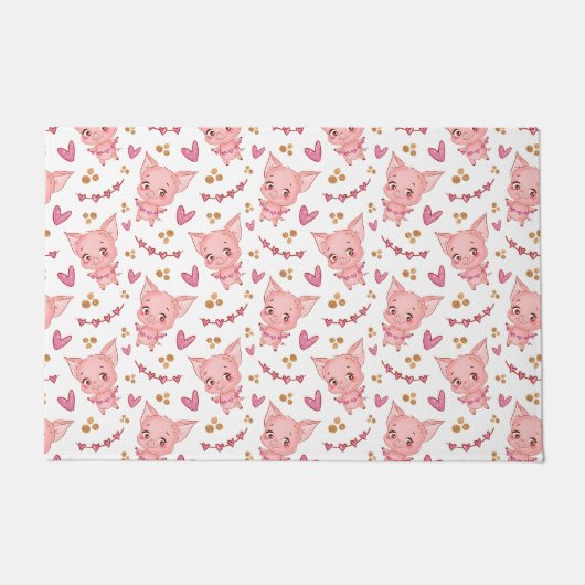 Kute varkenspatroon met hart deurmat (Voorkant)